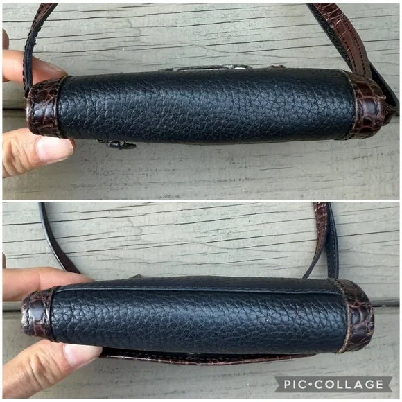 Brighton Black and Brown Leather Crossbody Wallet - Picture 4 of 15